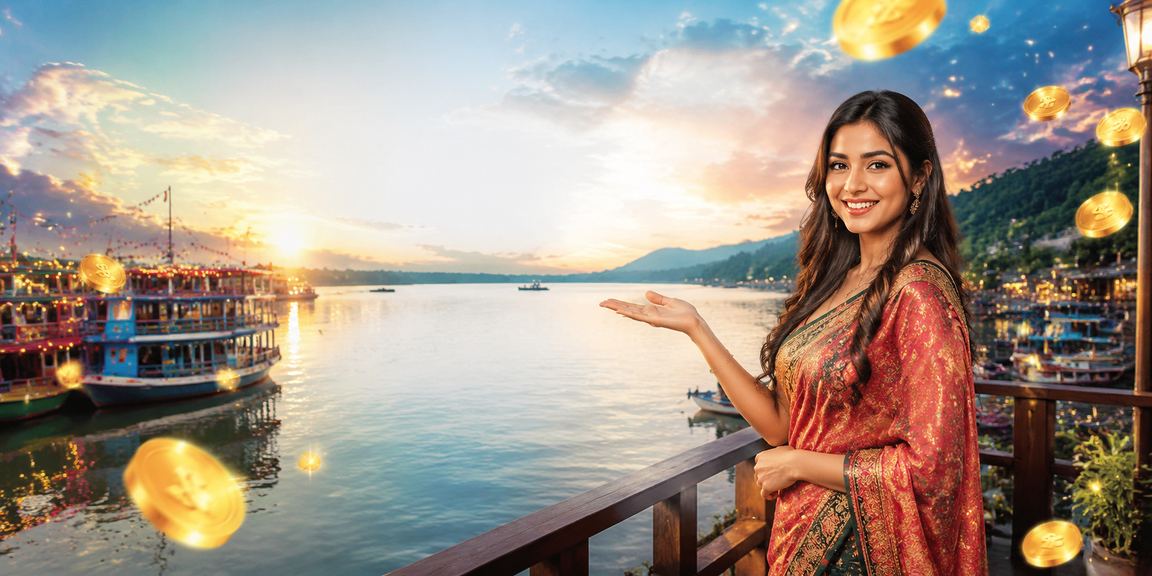 রাঙামাটির প্রাকৃতিক দৃশ্যে sk44 লটারি অংশগ্রহণকারী মোবাইলে টিকিট চেক করছেন